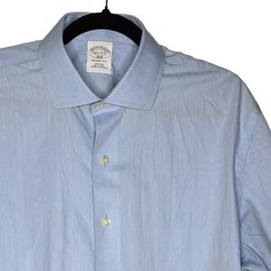 Brooks Brothers 1818 Regent Fit Dress Shirt Non Iron Men's 16.5 Blue Herringbone